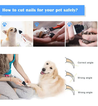 Painless USB Charging Dog Nail Grinders Rechargeable Pet Nail Clippers Quiet Electric Dog Cat Paws Nail Grooming Trimmer Tools