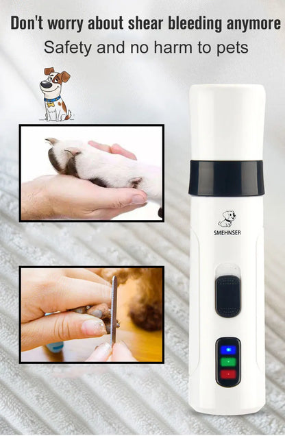 Painless USB Charging Dog Nail Grinders Rechargeable Pet Nail Clippers Quiet Electric Dog Cat Paws Nail Grooming Trimmer Tools