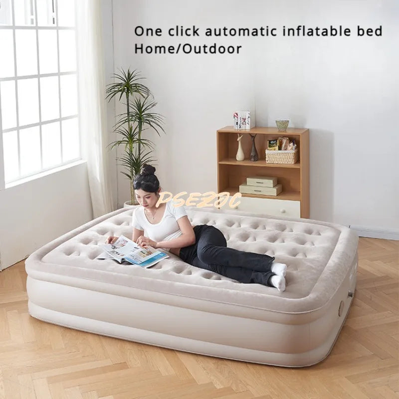 Household Inflatable Mattress Floor Paving Fully Automatic Folding High-end Thickened and Elevated Indoor Air Cushion Bed