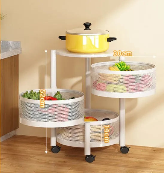 Kitchen Rotating Storage Rack Multi-function Fruit and Vegetable Rack Multi-layer Rotating Storage Rack Living Room Storage Rack