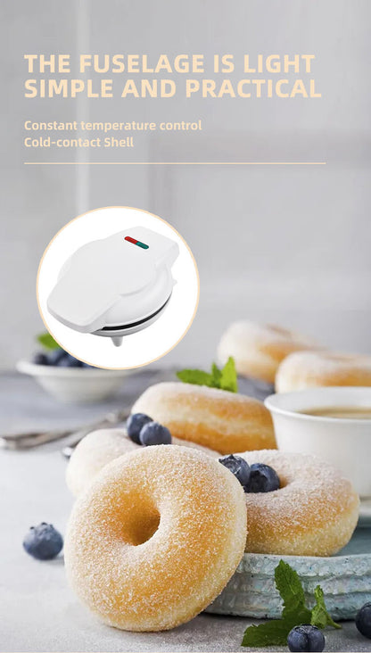 Mini Donut Maker Machine Non-stick Surface for Kids Breakfast Snack Desserts Makes 7 Doughnuts White Color Home Appliances