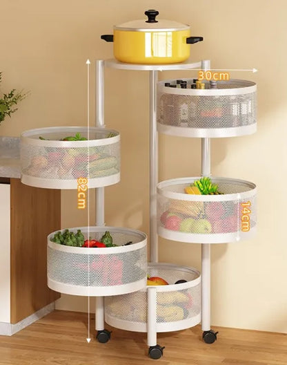 Kitchen Rotating Storage Rack Multi-function Fruit and Vegetable Rack Multi-layer Rotating Storage Rack Living Room Storage Rack