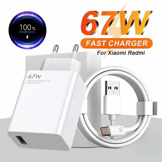 6A 67W Fast Charger Type-C Cable For Xiaomi 10 11 12 Lite 13T Redmi Note 11T 12T 13 Pro POCO F4 F5 X4 GT X5 X6 Quick Charge Cord