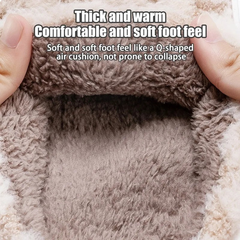 Winter Thick-Soled Plush Slippers Home Couple Floor Shoes Men'S Women'S Autumn Indoor Soft Warm Anti-Slip Cotton Slippers 1 Pair