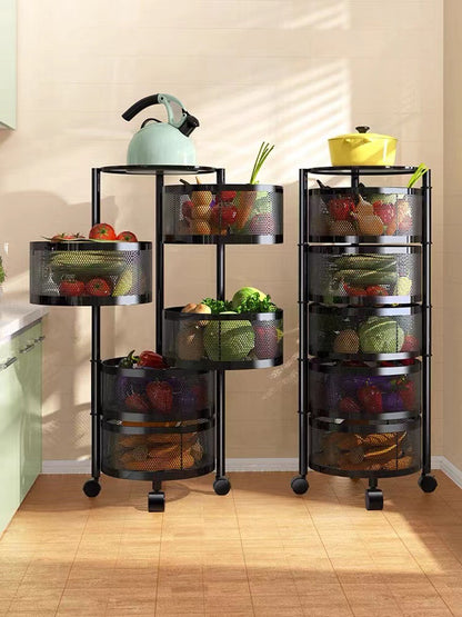 Kitchen Rotating Storage Rack Multi-function Fruit and Vegetable Rack Multi-layer Rotating Storage Rack Living Room Storage Rack