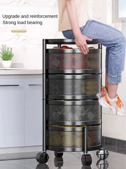 Kitchen Rotating Storage Rack Multi-function Fruit and Vegetable Rack Multi-layer Rotating Storage Rack Living Room Storage Rack